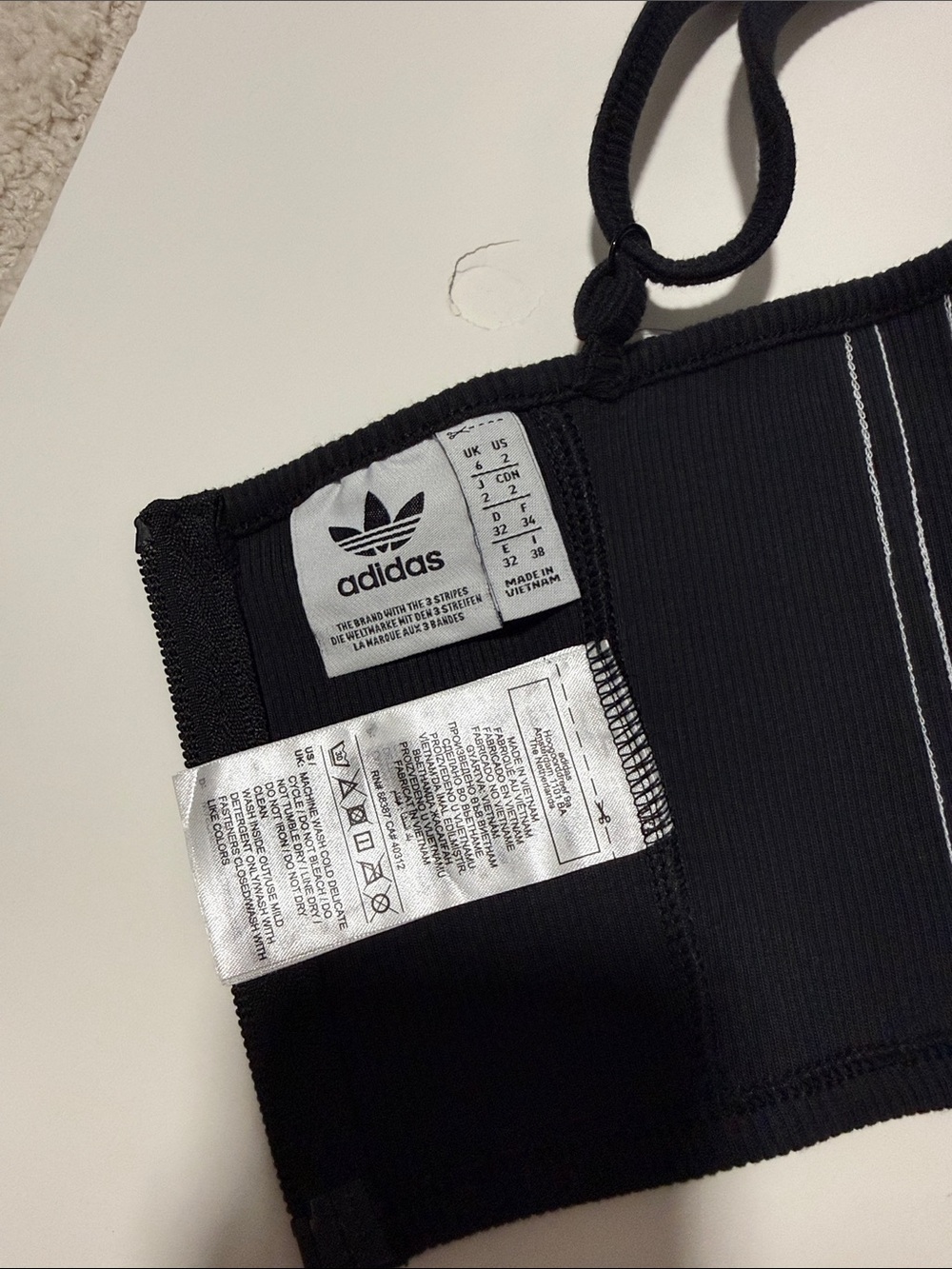 adidas Black Tank Top with White Three-Stripe Detail - Picture 3 of 3